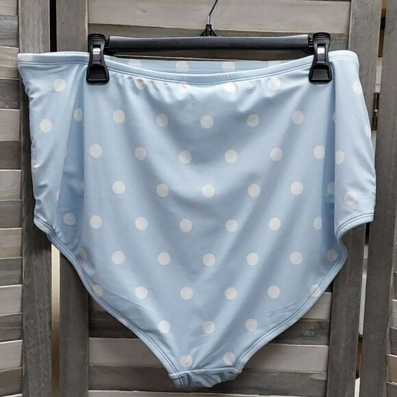 Polka Dot Ruched Extra High Waist Medium Coverage Bikini Bottom | Kona Sol | 1X - Picture 5 of 9